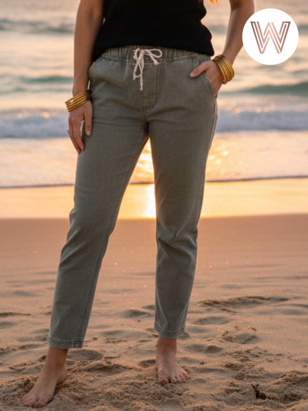 Collins Denim Pants - Olive – Weslynn