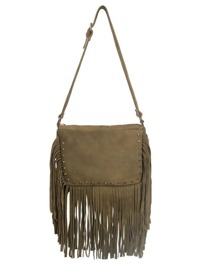 Boho Fringe Handbag - Olive