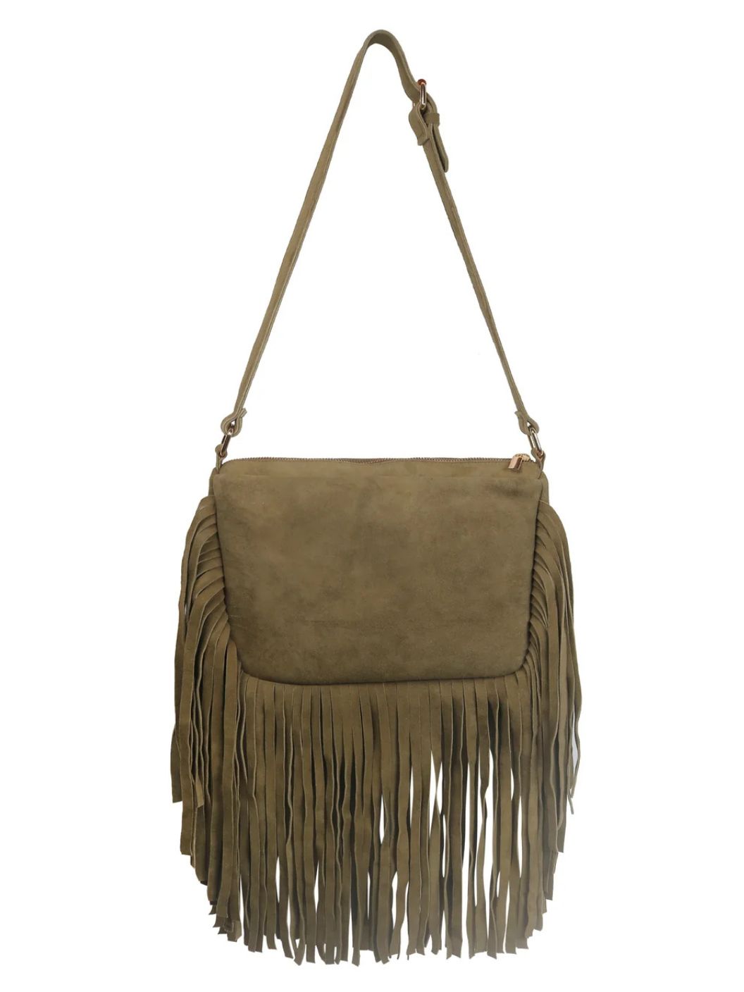 Boho Fringe Handbag - Olive