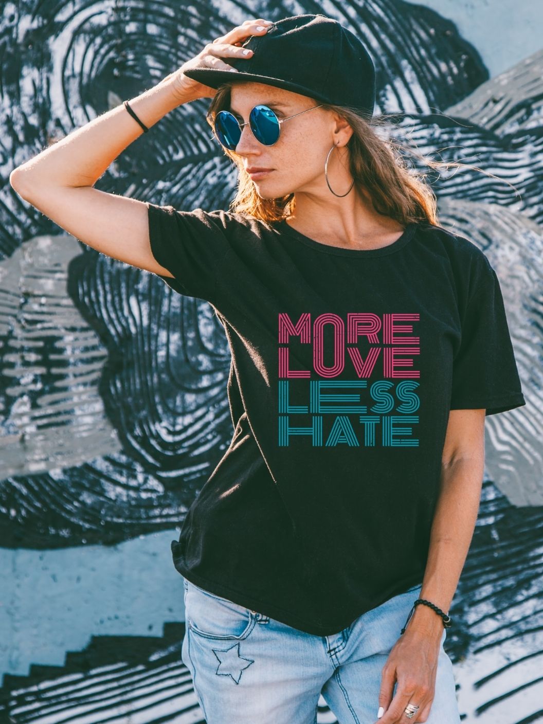 More Love, Less Hate Graphic Tee - Black