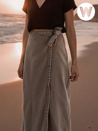 WESLYNN - Jade Denim Wrap Skirt
