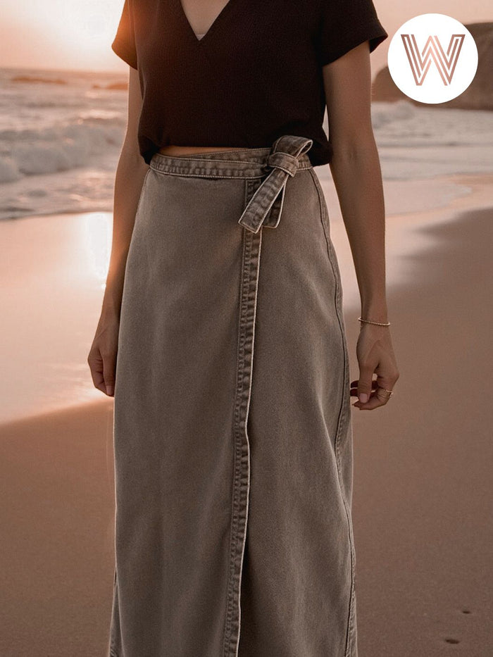 WESLYNN - Jade Denim Wrap Skirt