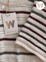 Ecru Violet/Blue Stripe