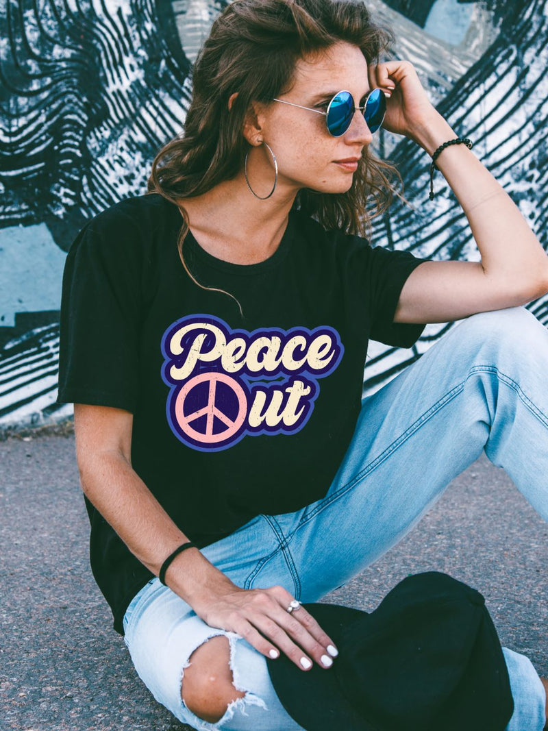 Peace Out Graphic Tee - Black