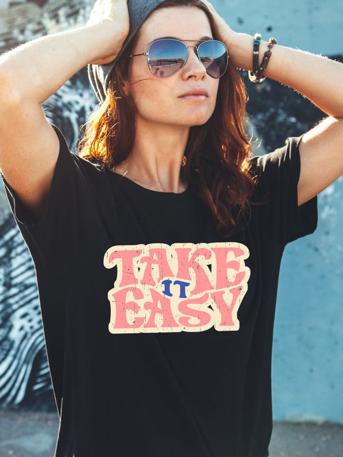 Take It Easy Graphic Tee - Charcoal