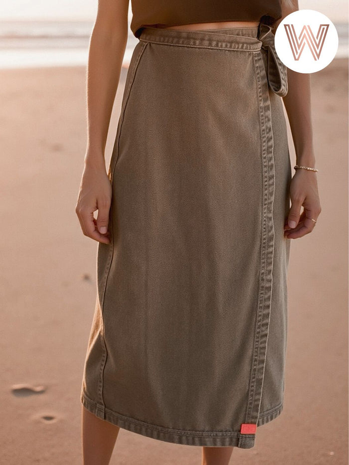 WESLYNN - Jade Denim Wrap Skirt
