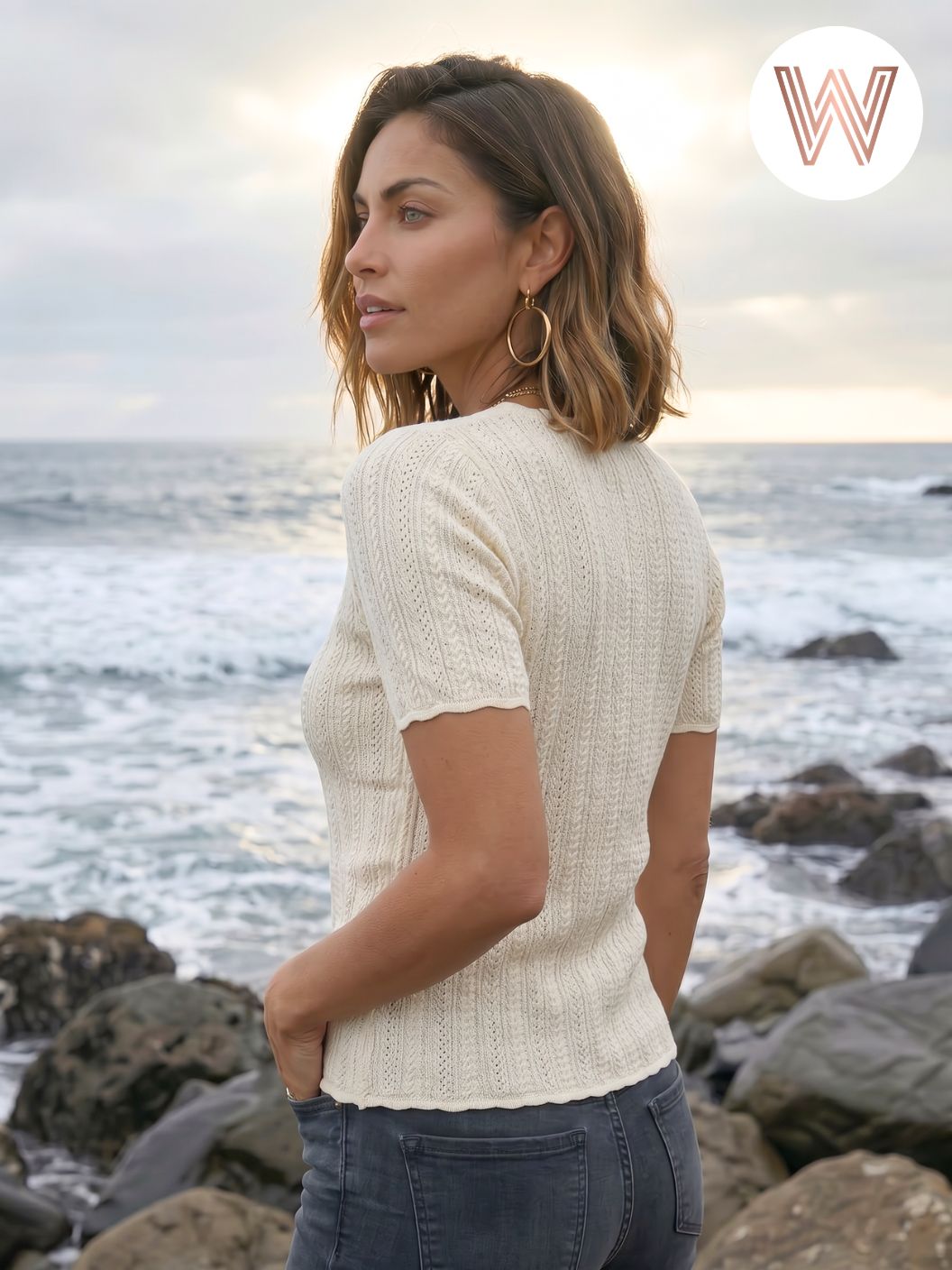 Ella V-neck Tee - Ecru